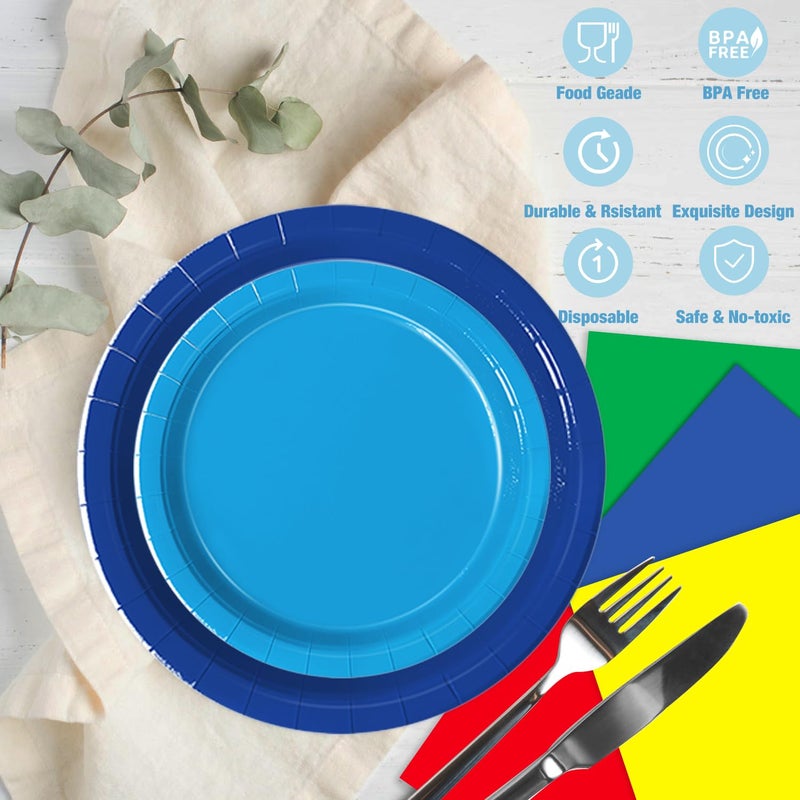Oigco 60 PCS Colorful Paper Plates, Pastel Plates and Napkins, Rainbow Disposable Tableware for Birthday, Picnic, Baby Shower, Holidays, 10 Colors - Image 4